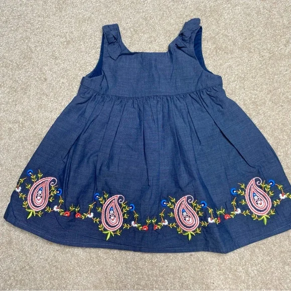 Janie and Jack NWT blue sleeveless embroidered fit and flare dress sz 3-6 months - Picture 1 of 8